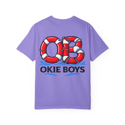 T-Shirt — "OKie Boys" Lifebuoy Graphic Tee (Nautical Beach Vibe)