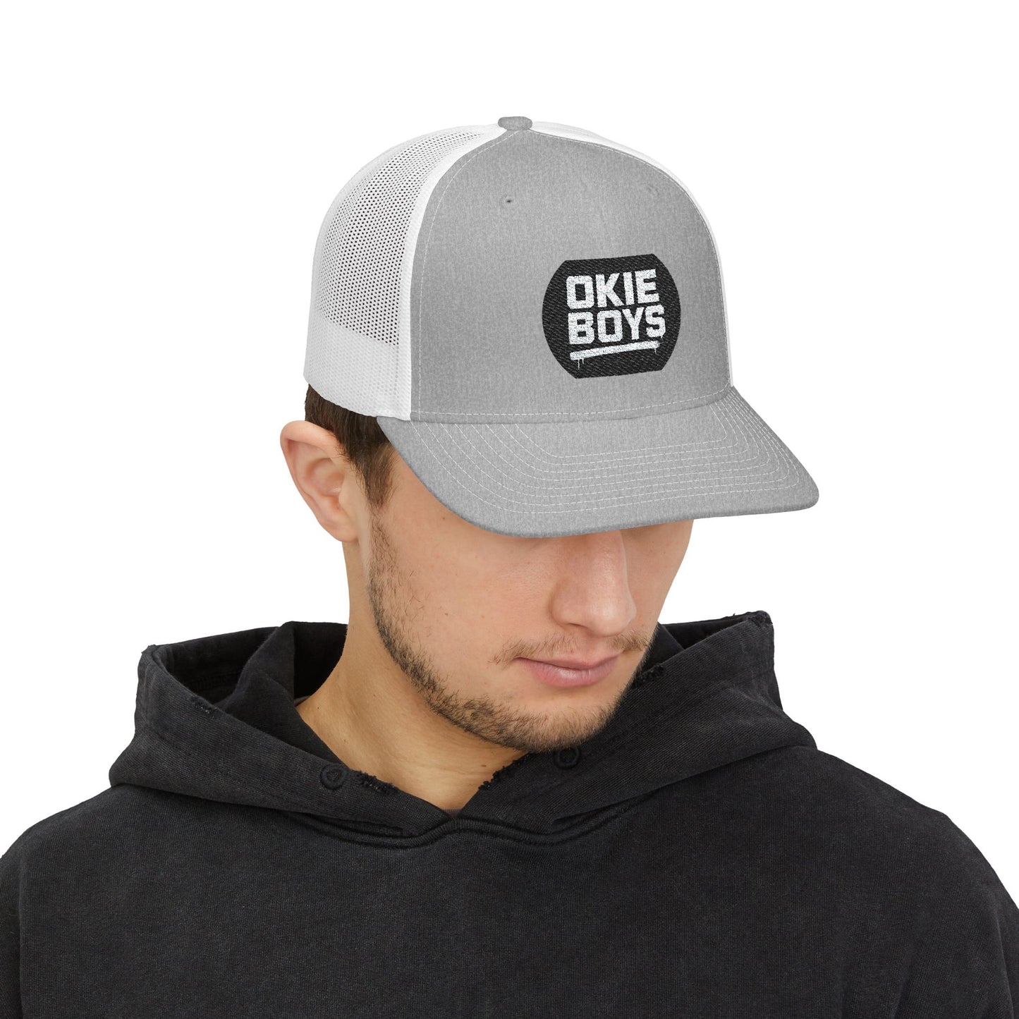 Embroidered 'Okie Boys' Snapback Trucker Hat — Retro Country Mesh Cap