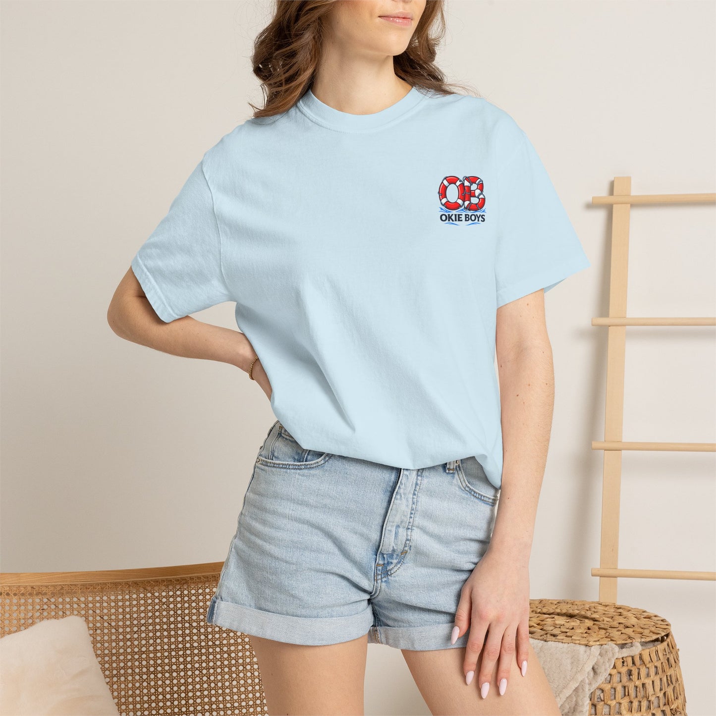 T-Shirt — "OKie Boys" Lifebuoy Graphic Tee (Nautical Beach Vibe)