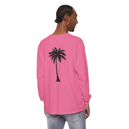 Palm Tree Long Sleeve Tee — Minimal "Okie Boys" Chest Logo