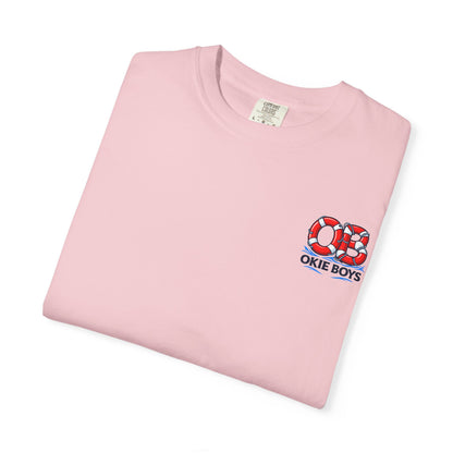 T-Shirt — "OKie Boys" Lifebuoy Graphic Tee (Nautical Beach Vibe)