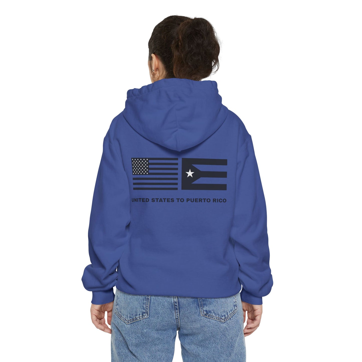 Hoodie — USA to Puerto Rico Flag Graphic "United States to Puerto Rico"