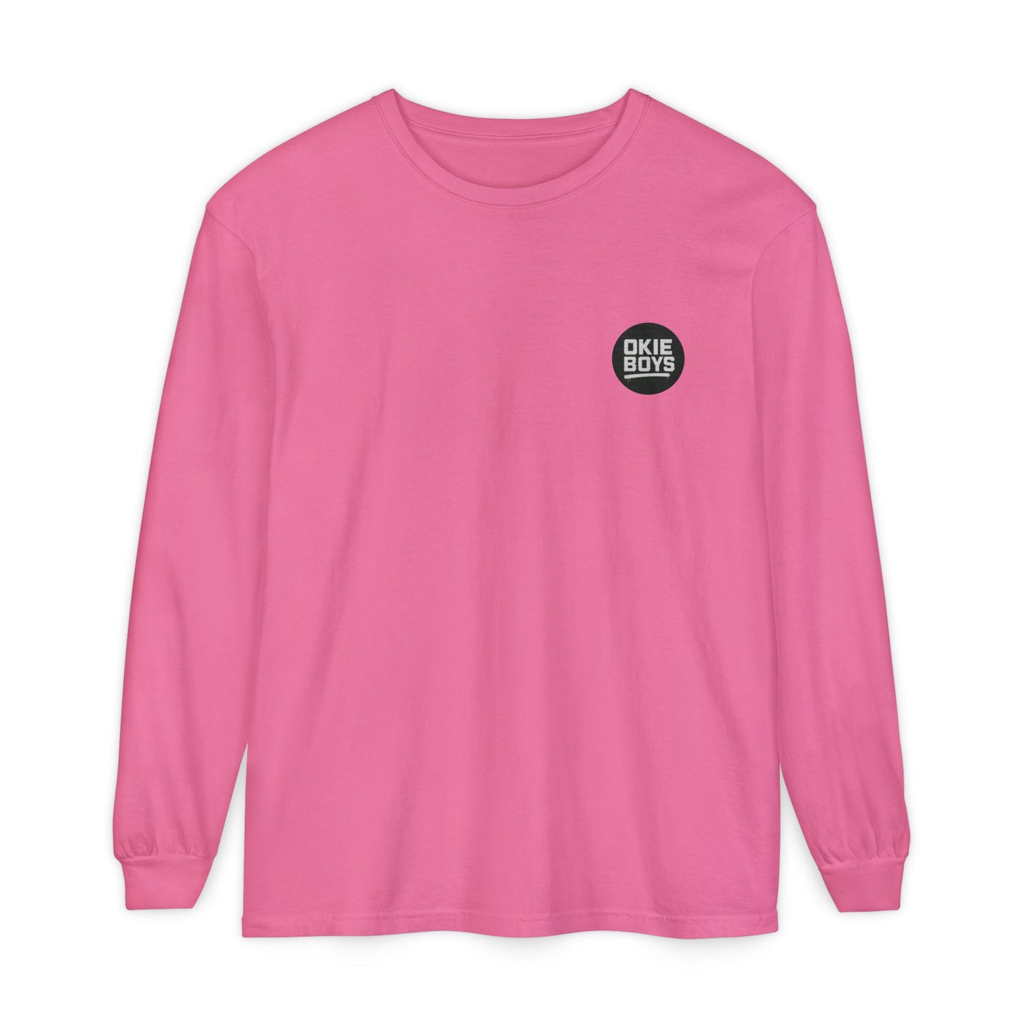 Palm Tree Long Sleeve Tee — Minimal "Okie Boys" Chest Logo
