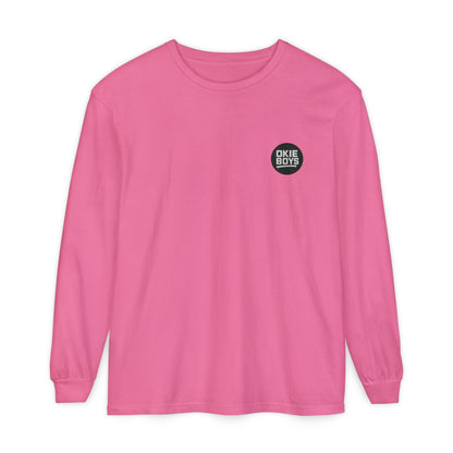 Palm Tree Long Sleeve Tee — Minimal "Okie Boys" Chest Logo