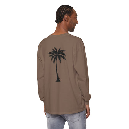 Palm Tree Long Sleeve Tee — Minimal "Okie Boys" Chest Logo